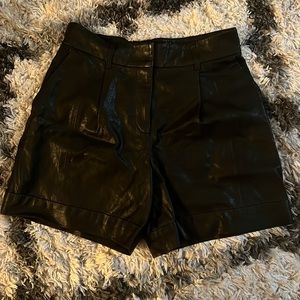 Club Monaco Collection Black Leather Shorts